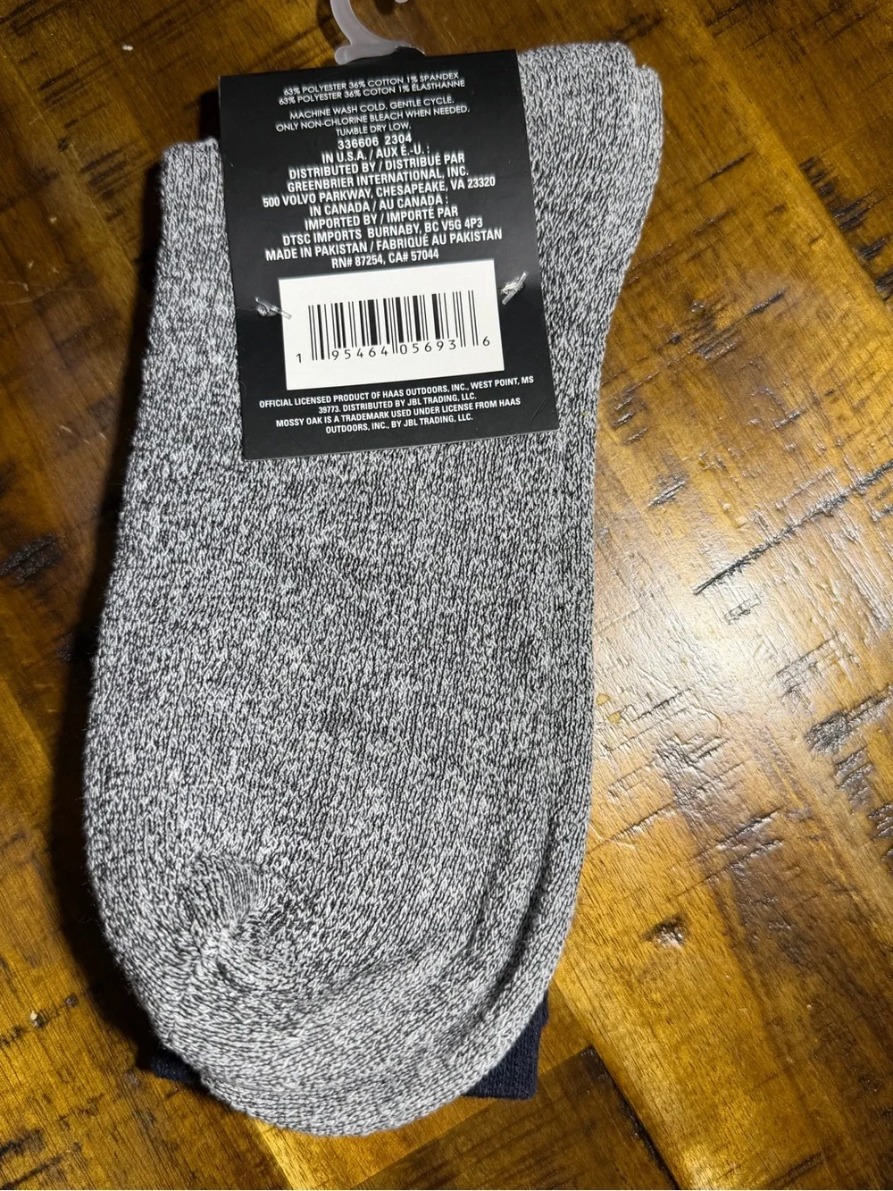 Mossy Oak Men's Full Cushion Thermal Socks - Black & Gray Blend